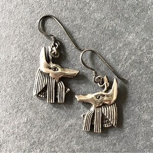 Sterling Silver Anubis Dangle Earrings